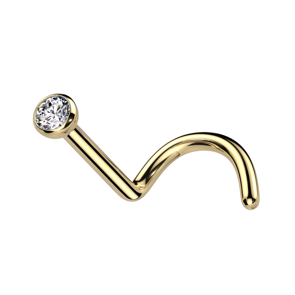 TITANIUM DAINTY CRYSTAL CENTRE PRESS FIT SCREW NOSE STUD - 6MM