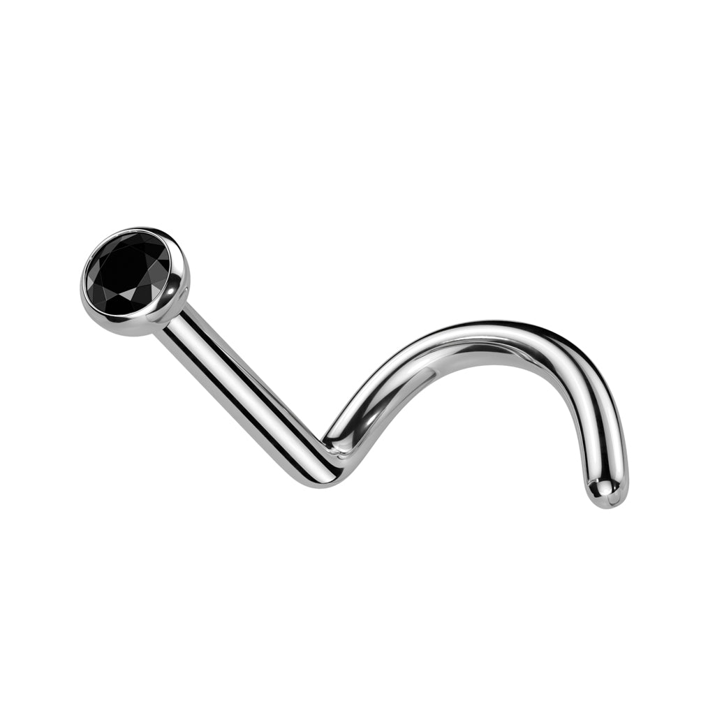 TITANIUM DAINTY CRYSTAL CENTRE PRESS FIT SCREW NOSE STUD - 6MM