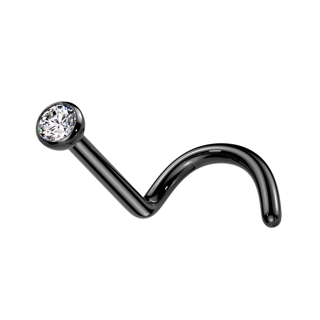TITANIUM DAINTY CRYSTAL CENTRE PRESS FIT SCREW NOSE STUD - 6MM
