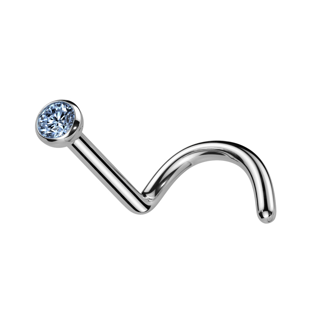 TITANIUM DAINTY CRYSTAL CENTRE PRESS FIT SCREW NOSE STUD - 6MM