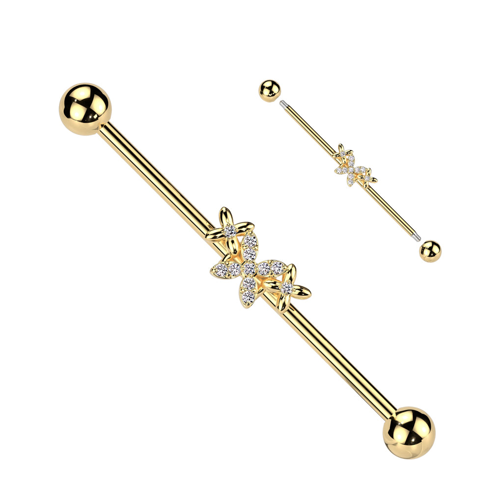 CRYSTAL KISSES INDUSTRIAL BARBELL - 38MM