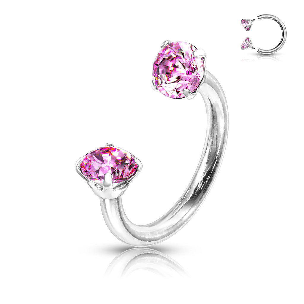 DOUBLE CRYSTAL CIRCULAR BARBELL -8MM