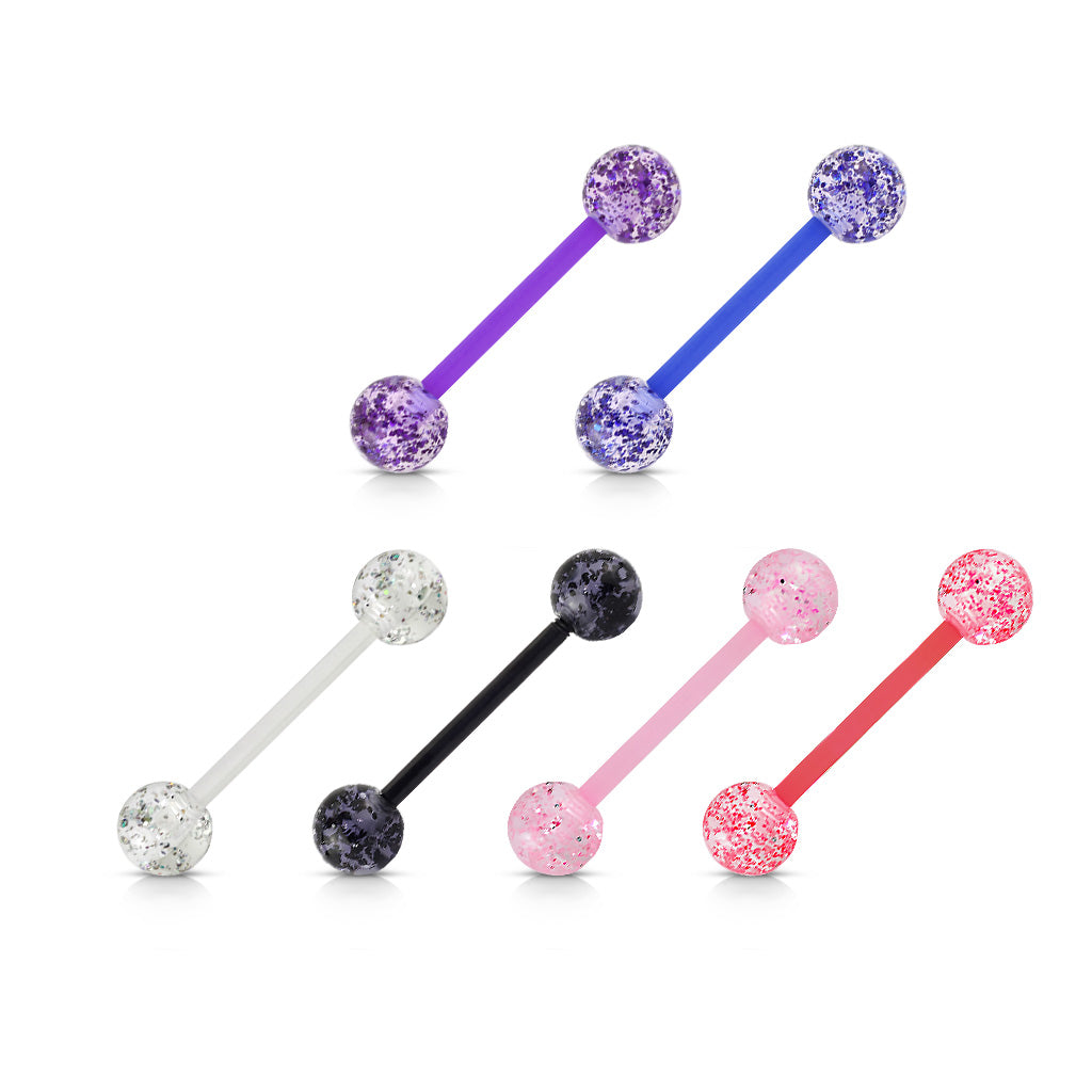 MULTI PACK OF 6 BIOFLEX GLITTER BARBELLS - 16MM