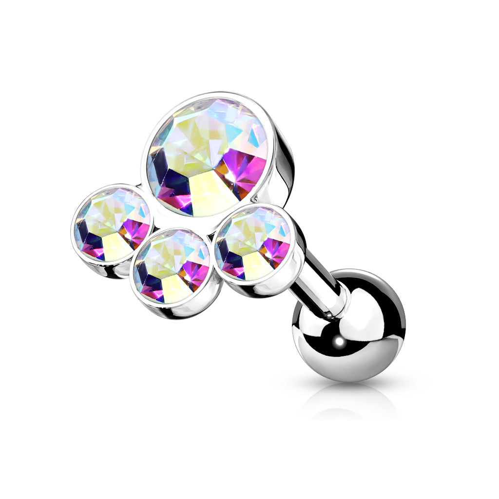 CRYSTAL PAW PRINT BARBELL -6MM
