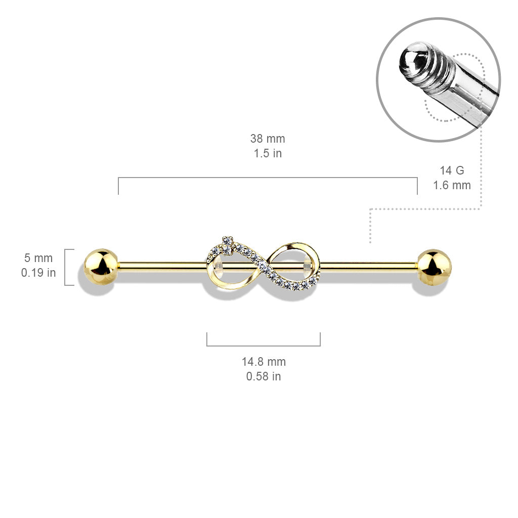CRYSTAL INFINITY SURFACE INDUSTRIAL BAR - 38MM