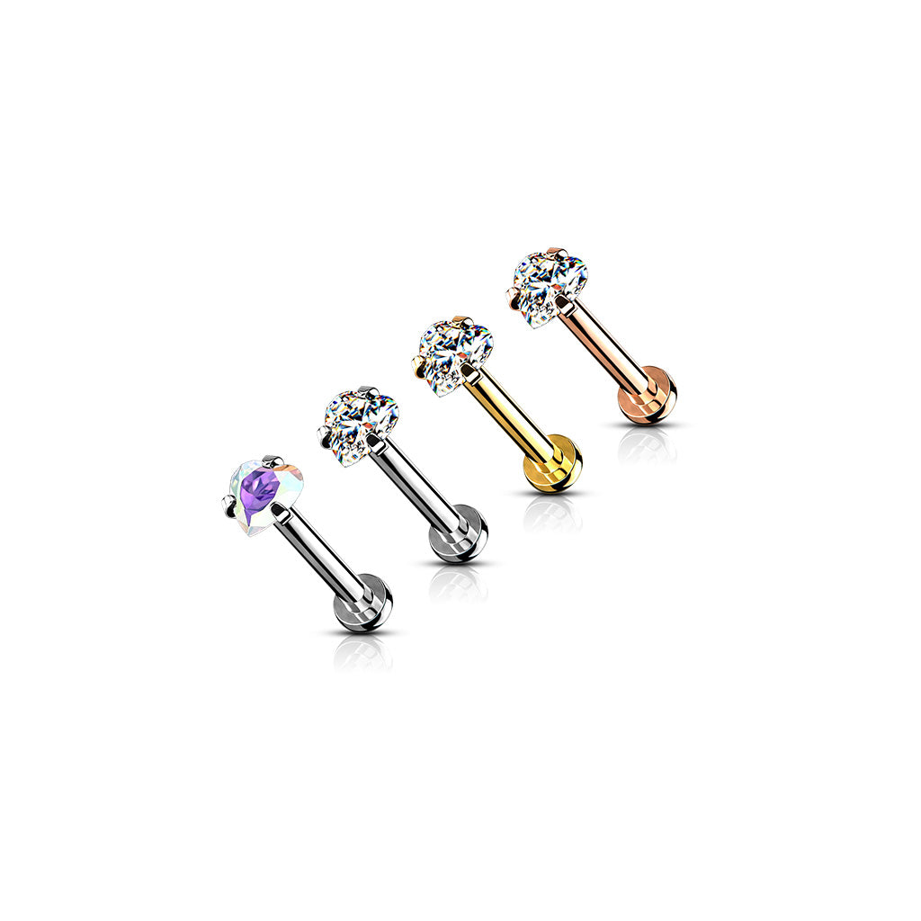 DAINTY CRYSTAL LOVE HEART MICRO FLAT BACK LABRET- 16 GAUGE