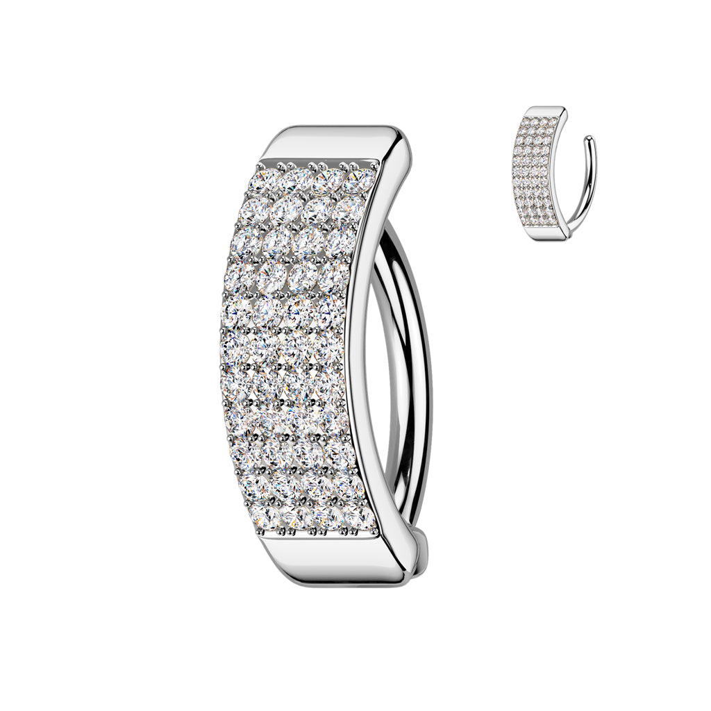 QUAD CRYSTAL LINED BELLY HOOP CLICKER BARBELL - 11MM