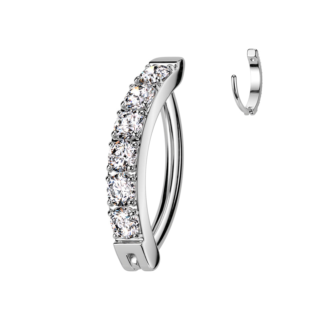 TITANIUM ULTRA CRYSTAL LINED BELLY CLICKER HOOP BARBELL - 12MM