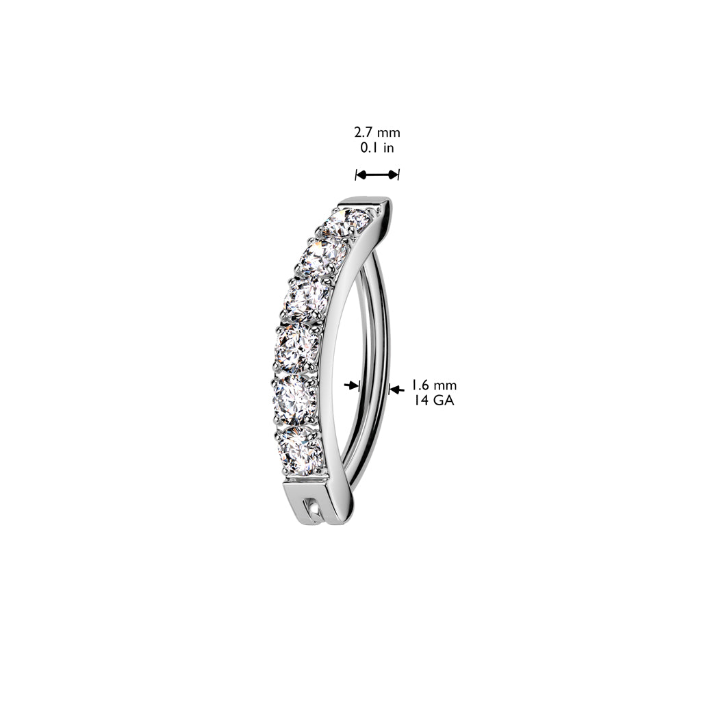 TITANIUM ULTRA CRYSTAL LINED BELLY CLICKER HOOP BARBELL - 12MM