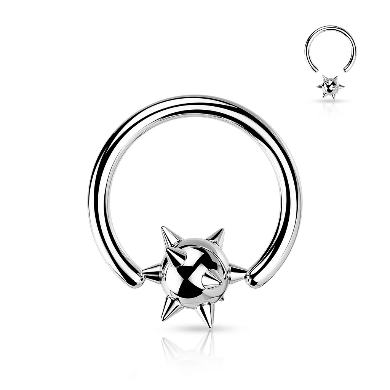 14 GAUGE SILVER SPIKE BALL CAPTIVE RING