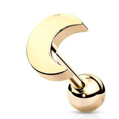 16 GAUGE CRESCENT MOON TOP CARTILAGE TRAGUS STUD