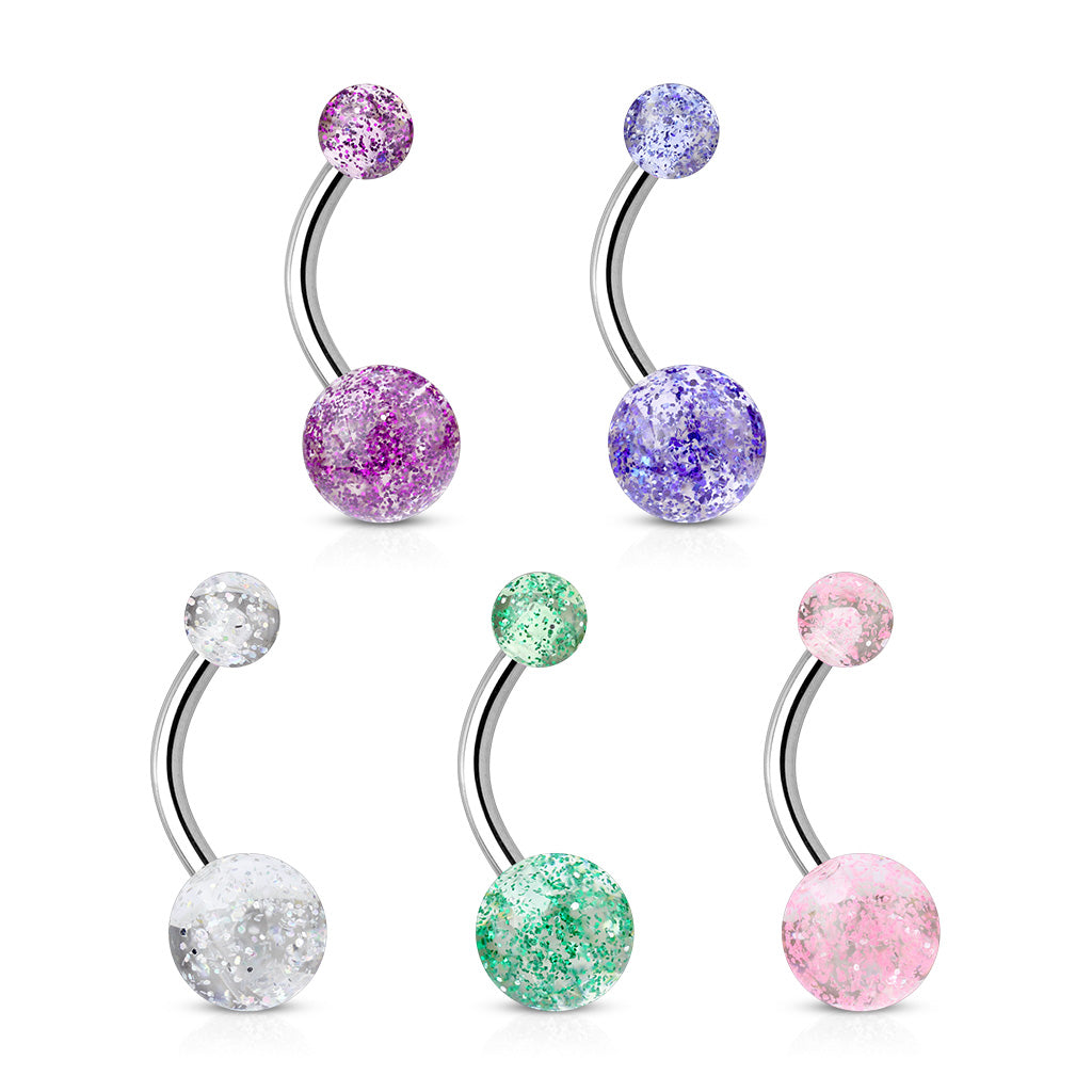 MULTI PACK OF 5 GLITTER BELLY BARS - 10MM