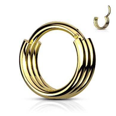 16 GAUGE HINGED TRIPLE HOOP RING 10MM CONCH