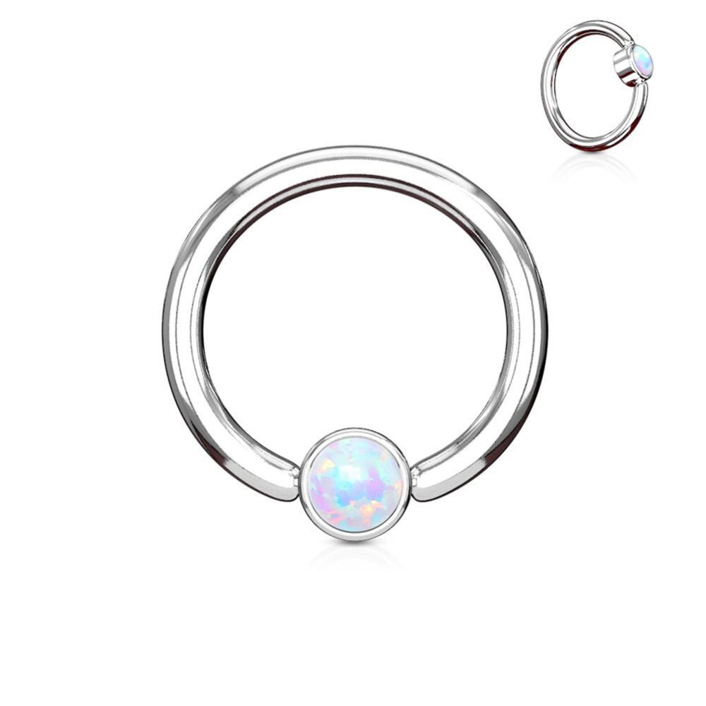 16 GAUGE REMOVABLE BALL END OPAL CAPTIVE RING -8MM