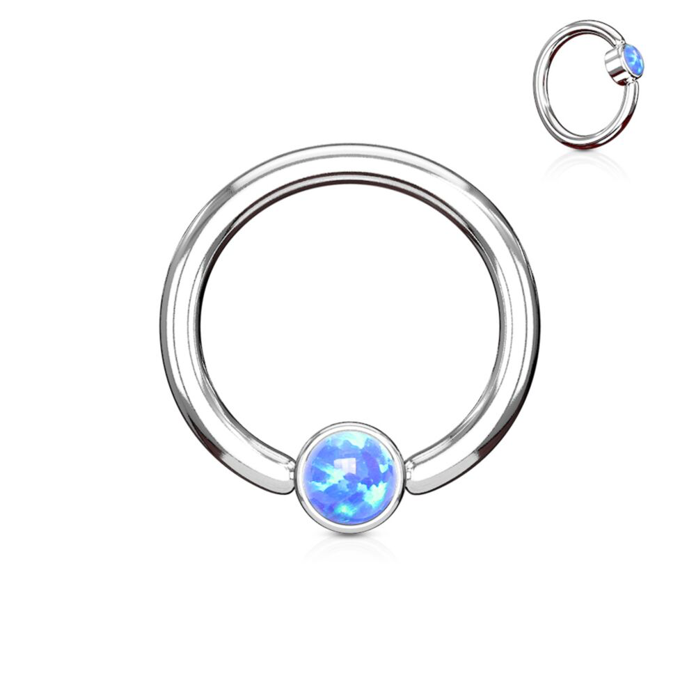 16 GAUGE REMOVABLE BALL END OPAL CAPTIVE RING -8MM