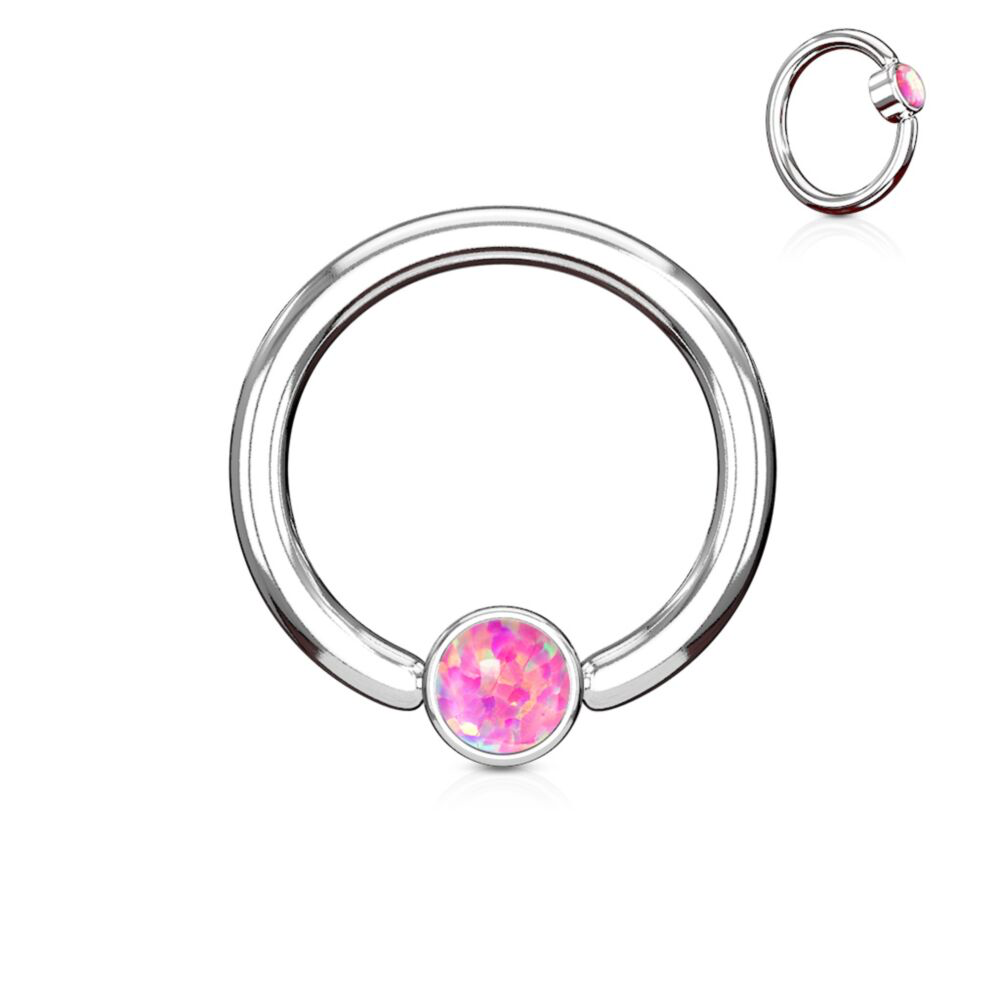 16 GAUGE REMOVABLE BALL END OPAL CAPTIVE RING -8MM