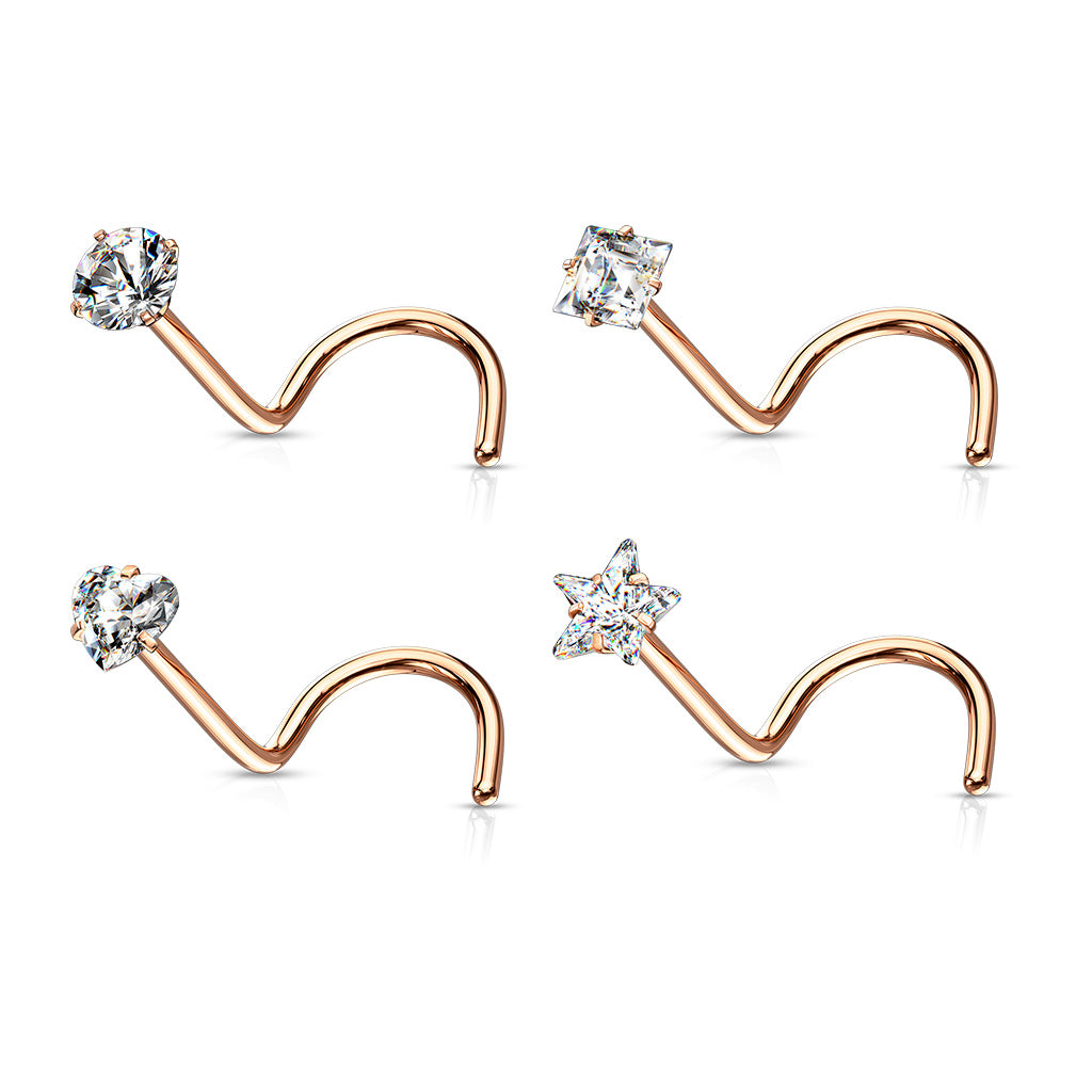 MULTI PACK OF 4 CRYSTAL SHAPE SCREW NOSE STUDS - 20 GAUGE - 6MM