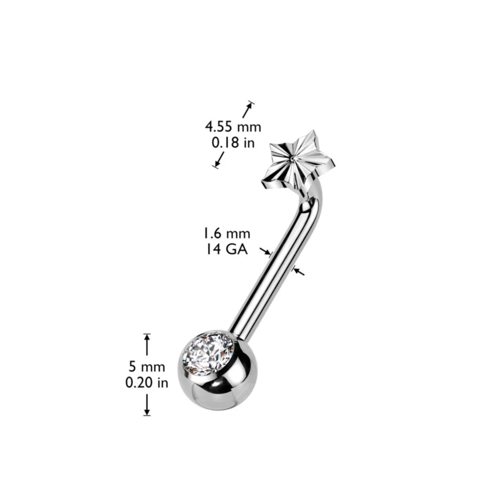 TITANIUM CRYSTAL & STAR CHRISTINA PIERCING BARBELL VCH