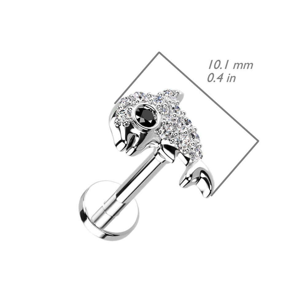 CRYSTAL DOLPHIN FLAT BACK LABRET STUD