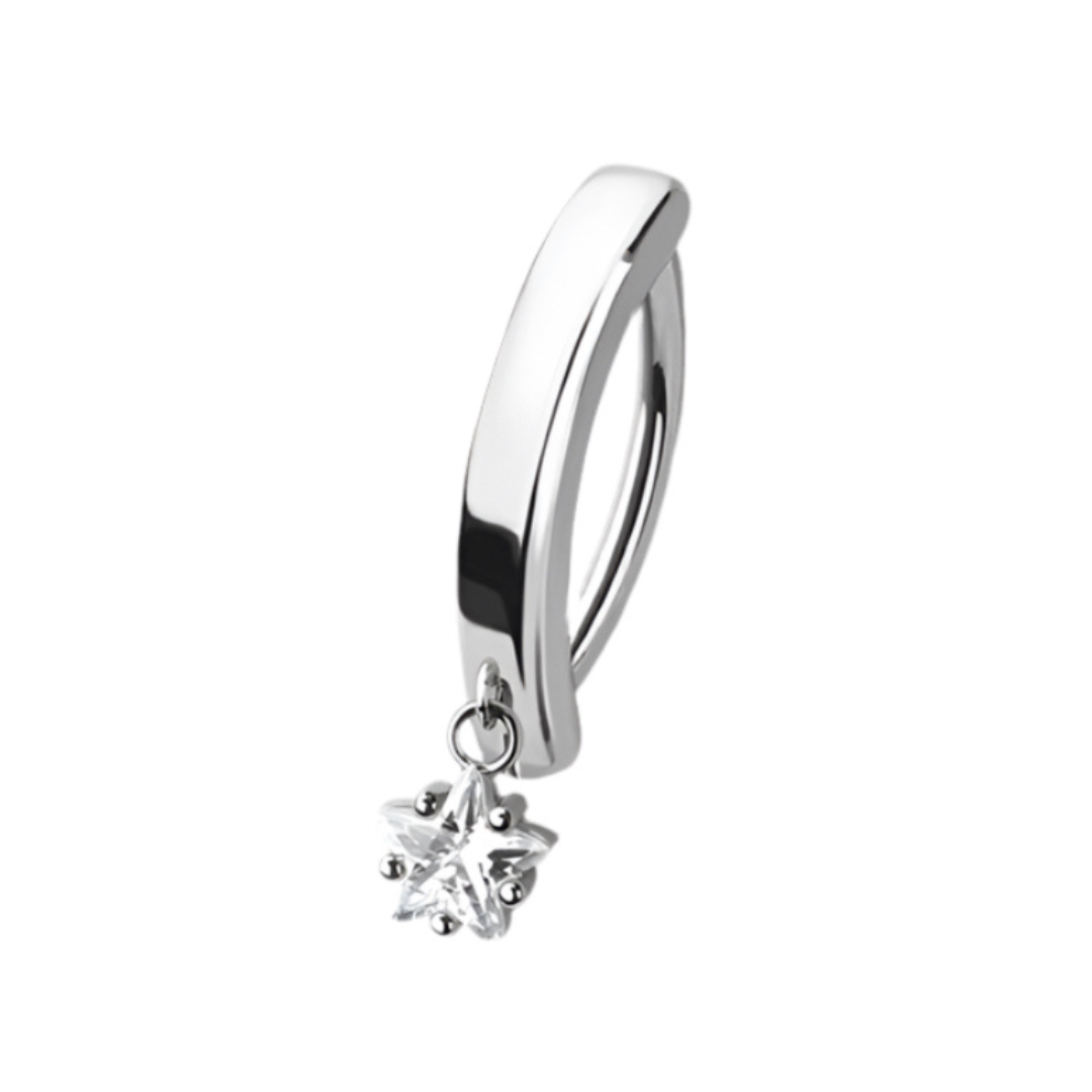 CRYSTAL STAR CHARM BELLY CLICKER HOOP - 10MM