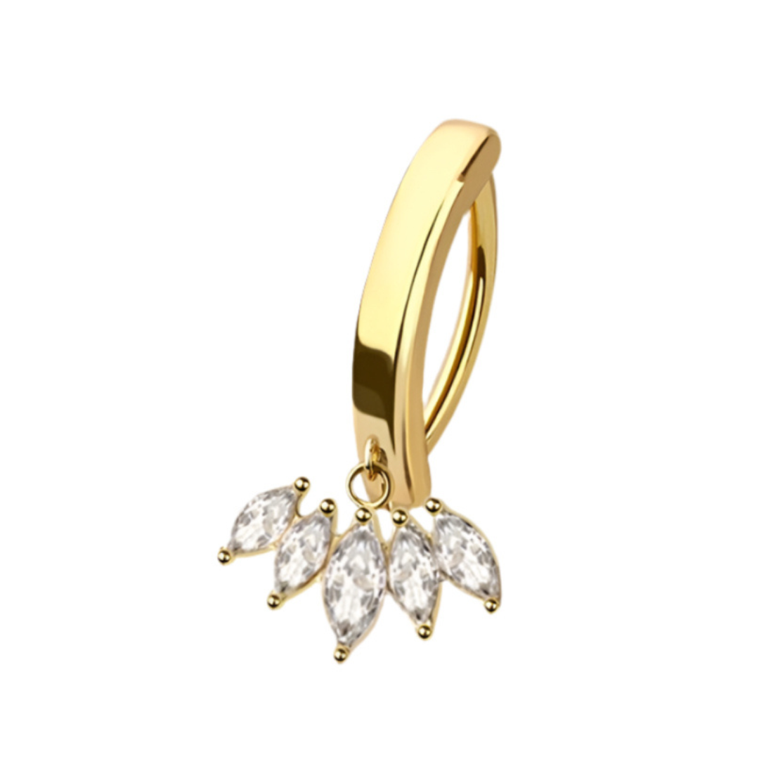 CRYSTAL MARQUISE CHARM BELLY CLICKER HOOP - 10MM