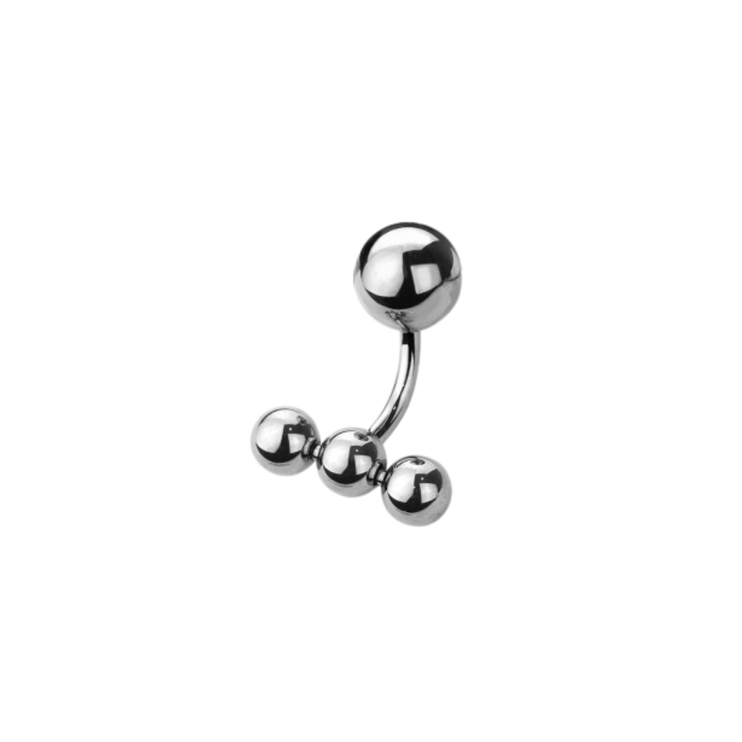 IMPLANT GRADE TITANIUM VCH CHRISTINA CURVED BARBELL TRIPLE BEADED
