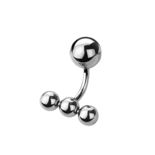 IMPLANT GRADE TITANIUM VCH CHRISTINA CURVED BARBELL TRIPLE BEADED