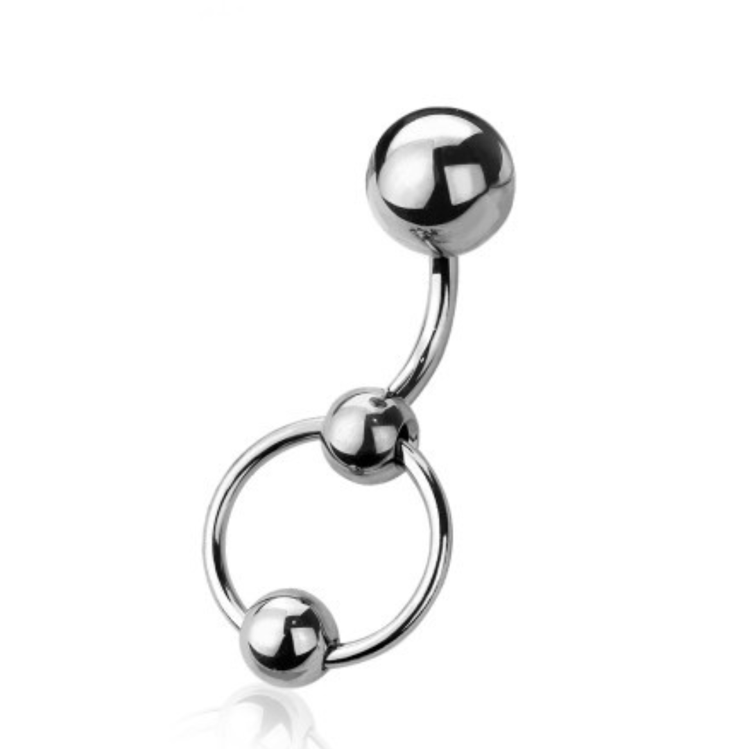 IMPLANT GRADE TITANIUM VCH CHRISTINA CURVED BARBELL RING & BALL COMBO
