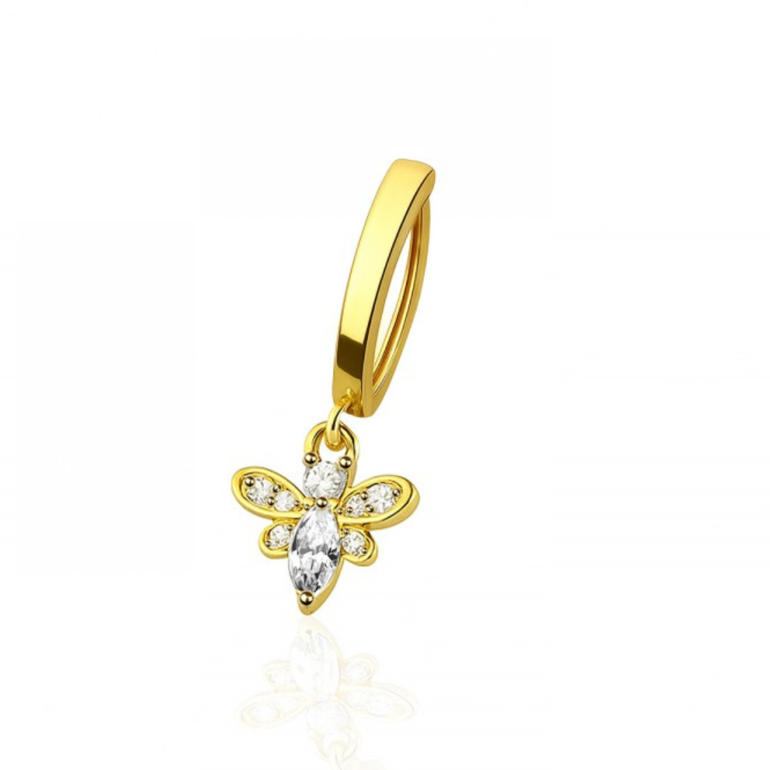 CRYSTAL BUMBLE BEE CHARM BELLY CLICKER HOOP - 10MM