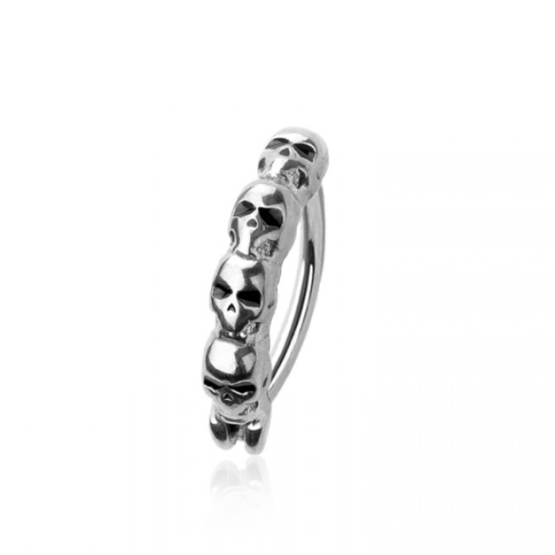 SKULL LINED BELLY CLICKER HOOP - 10MM