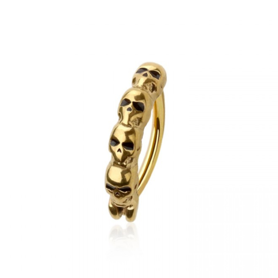 SKULL LINED BELLY CLICKER HOOP - 10MM