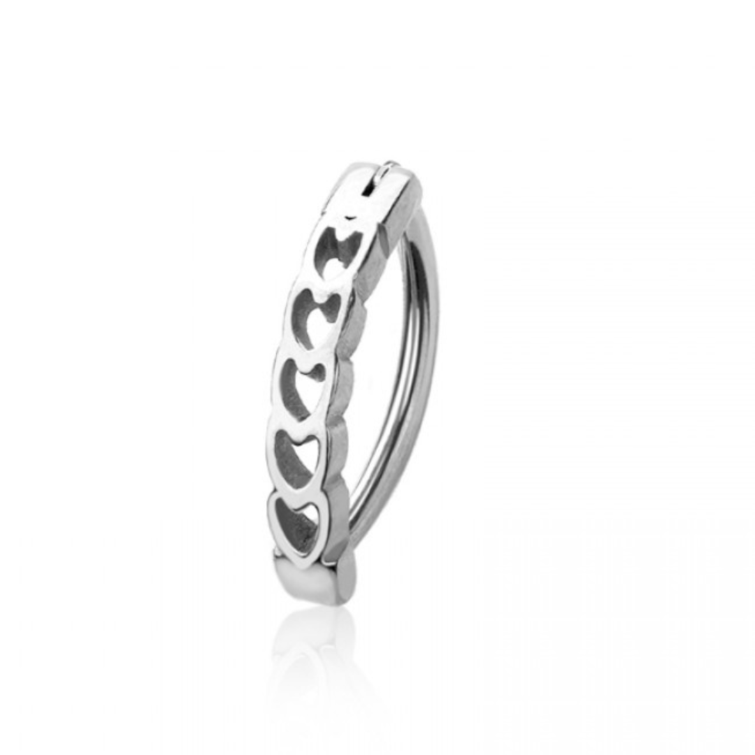 LITTLE HOLLOW LOVE HEART LINED BELLY CLICKER HOOP - 10MM