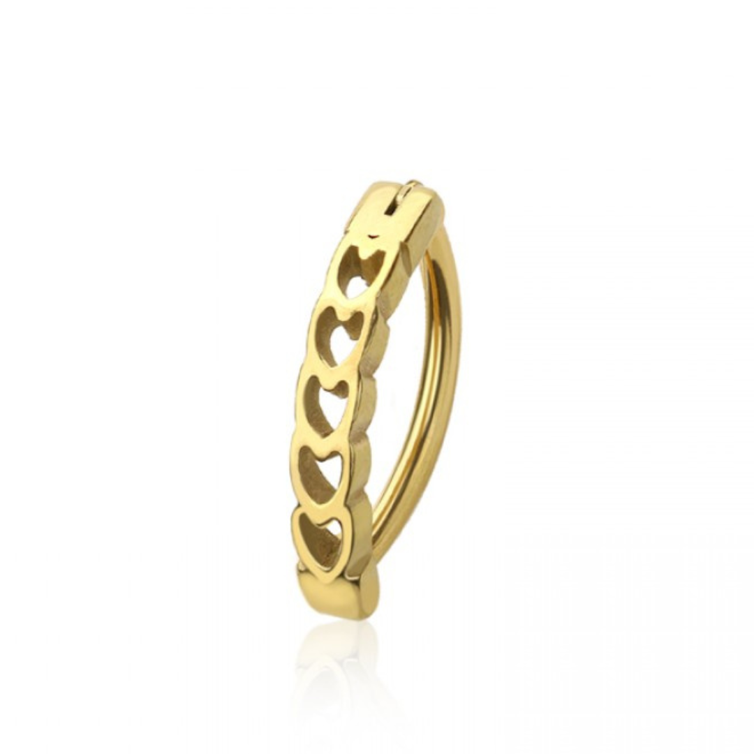 LITTLE HOLLOW LOVE HEART LINED BELLY CLICKER HOOP - 10MM