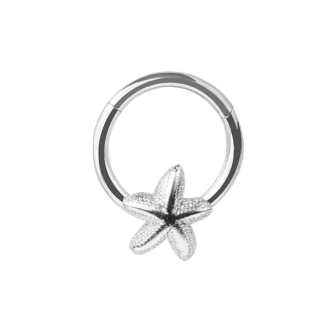 CUTE STARFISH HINGE CLOSE HOOP - 8MM - 16 GAUGE