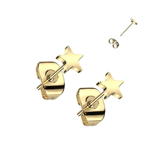 TITANIUM GOLD LITTLE STAR STUDS - 20 GAUGE EARRINGS