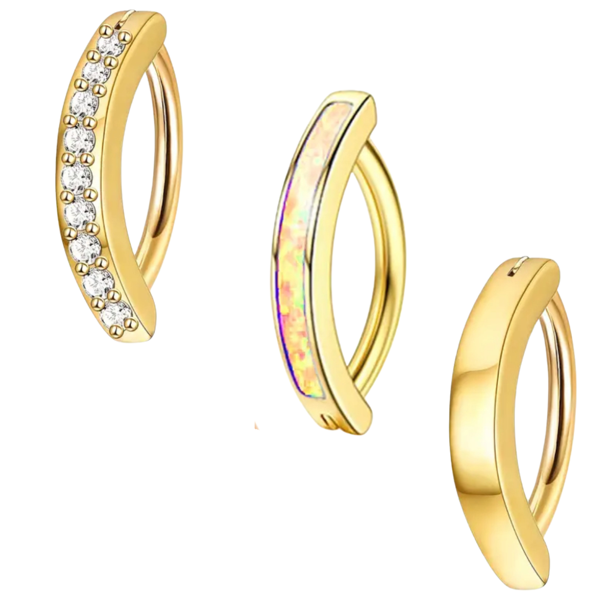 MULTI PACK OF 3 GOLD BELLY CLICKER HOOPS - 10MM - 14 GAUGE