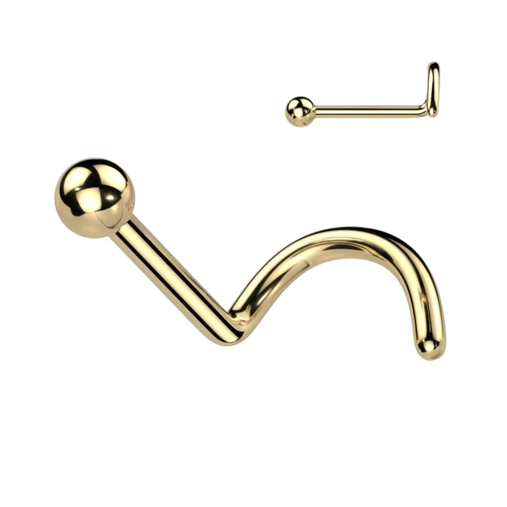 TITANIUM DAINTY BALL TOP SCREW NOSE STUD - 20 GAUGE - 6MM