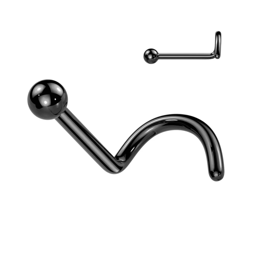 TITANIUM DAINTY BALL TOP SCREW NOSE STUD - 20 GAUGE - 6MM