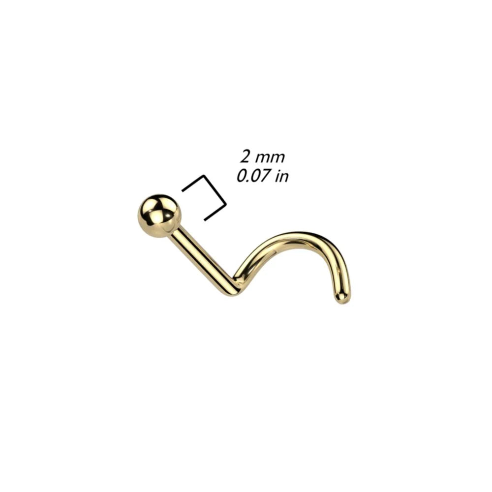 TITANIUM DAINTY BALL TOP SCREW NOSE STUD - 20 GAUGE - 6MM