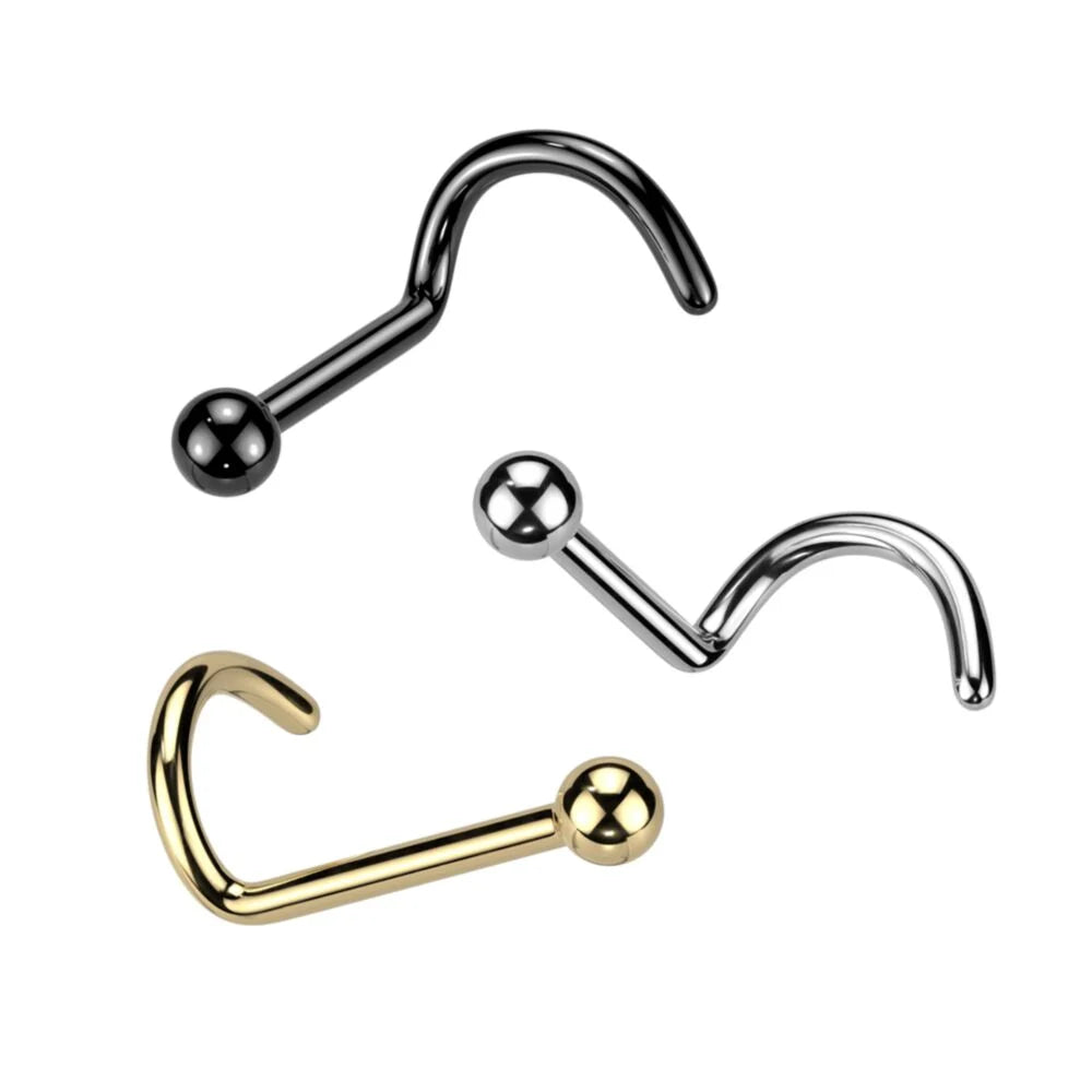TITANIUM DAINTY BALL TOP SCREW NOSE STUD - 20 GAUGE - 6MM