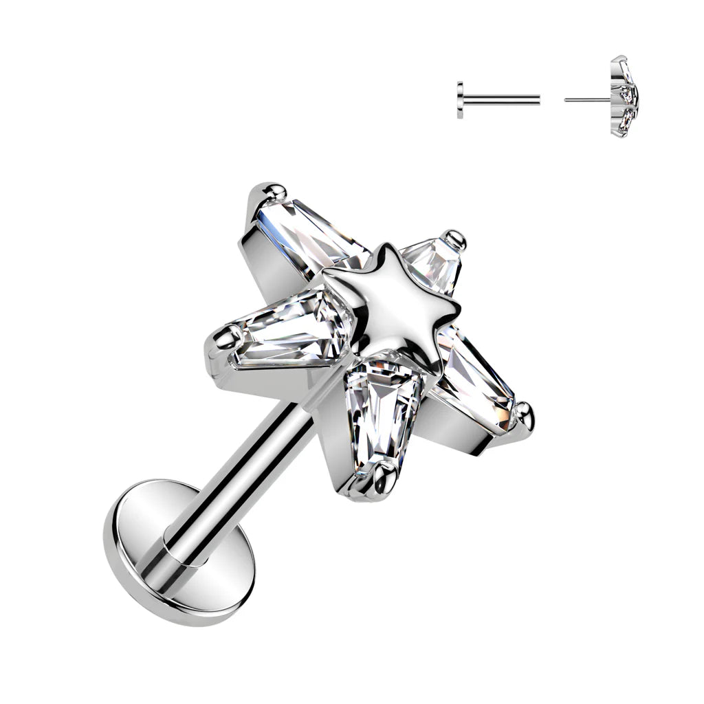 STATEMENT CRYSTAL STAR THREADLESS FLAT BACK LABRET - 8MM