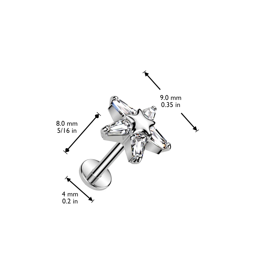 STATEMENT CRYSTAL STAR THREADLESS FLAT BACK LABRET - 8MM