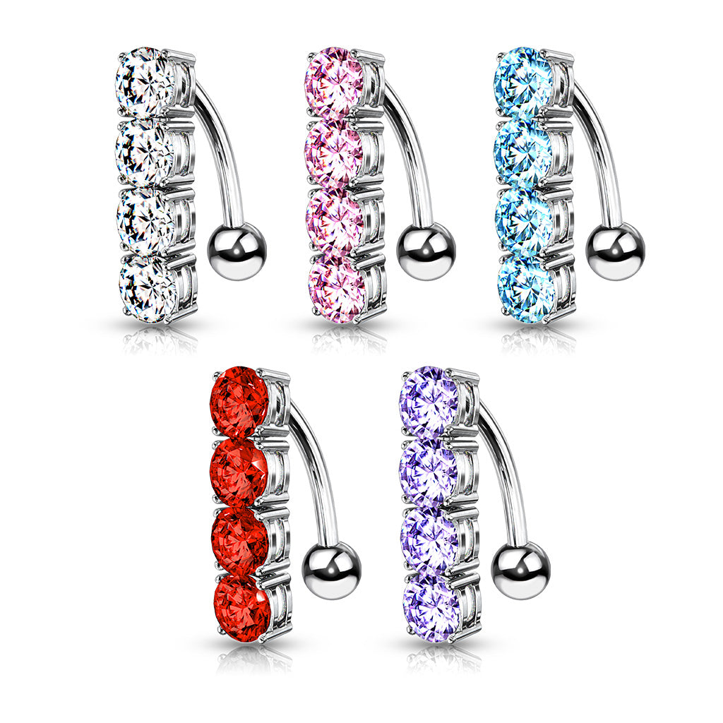 ULTRA BLING CRYSTAL REVERSE DANGLY BELLY BAR - 10MM