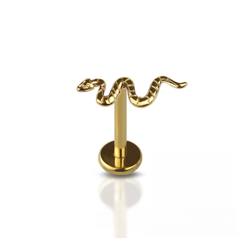 TITANIUM THREADLESS SLIVERING SNAKE FLATBACK LABRET STUD - 6MM