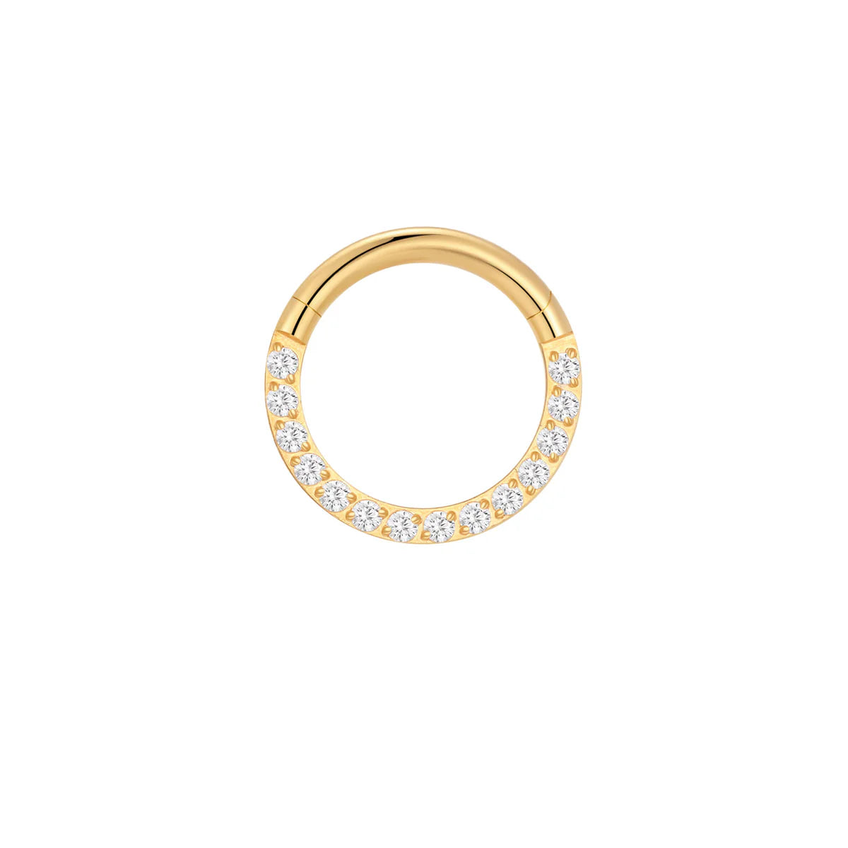 GOLD CRYSTAL LINED DAITH / SEPTUM HOOP - 16 GAUGE / 10MM - SS