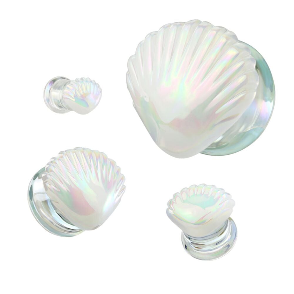MERMAID SHELL IRIDESCENT GLASS PLUG