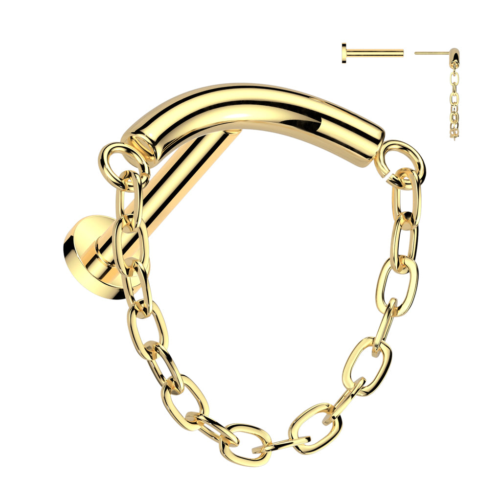 TITANIUM PLAIN CURVED CHAIN FLAT BACK LABRET - 8MM