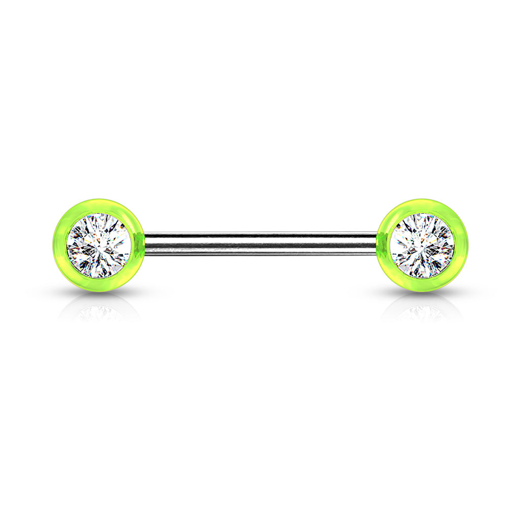 ULTRA GREEN CRYSTAL CENTRE STRAIGHT BARBELL - 16MM - 14 GAUGE