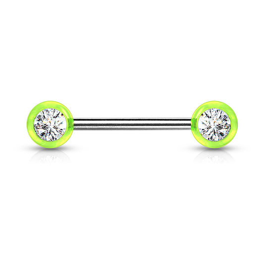 ULTRA GREEN CRYSTAL CENTRE STRAIGHT BARBELL - 16MM - 14 GAUGE