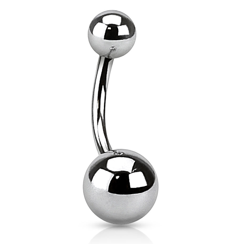 PLAIN BASIC SURGICAL STEEL BELLY BAR - 14 GAUGE - 6MM 8MM 10MM